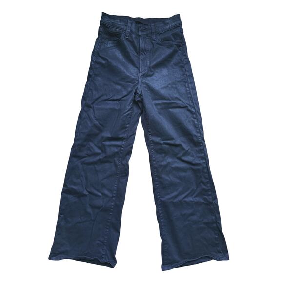 Joe’s Jeans Mia Petite High-Rise Coated Wide-Leg Jeans Size 27 Black Edgy Luxury - Picture 2 of 6